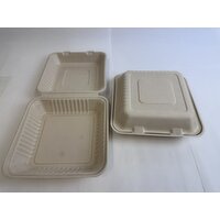 9x9 Molded Fiber Hinged Container - 50 Each